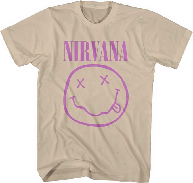 Nirvana - Purple Happy Face Heren T-shirt - L - Bruin