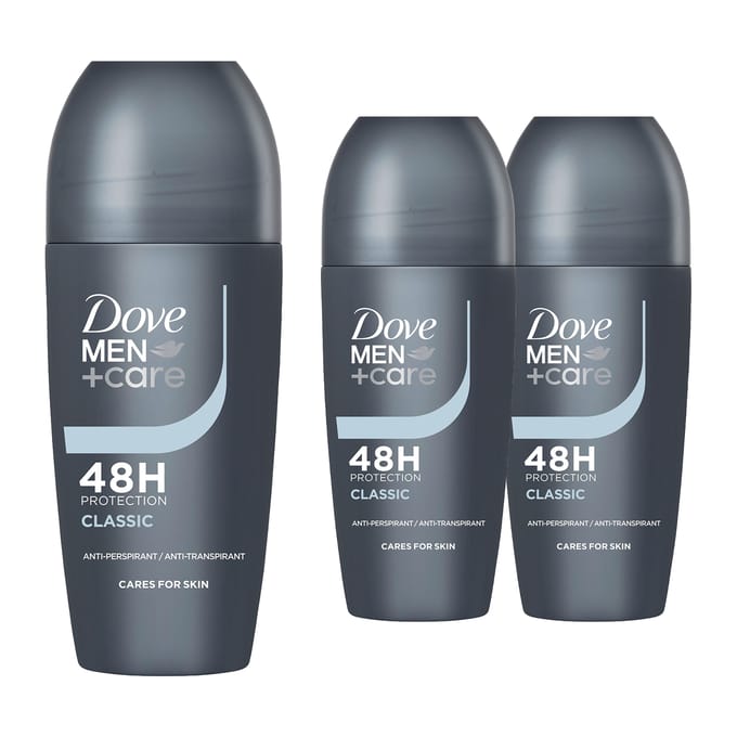 Dove Men+Care Roll-On Classic Antitranspirant Deodorant 48Uur Bescherming, 3x50ml