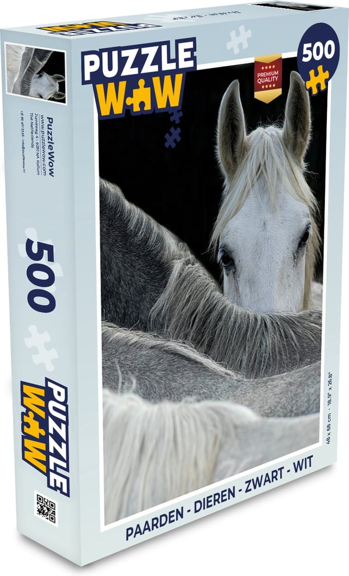 Puzzel Paarden - Dieren - Zwart - Wit - Legpuzzel - Puzzel 500 stukjes