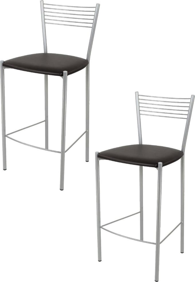 Tommychairs Elegance - Eetkamerstoelen - Set van 2 - Aluminium & Mokka - Kunstleer