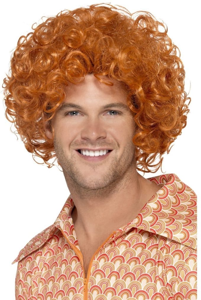 Smiffys - Curly Afro Pruik - Oranje