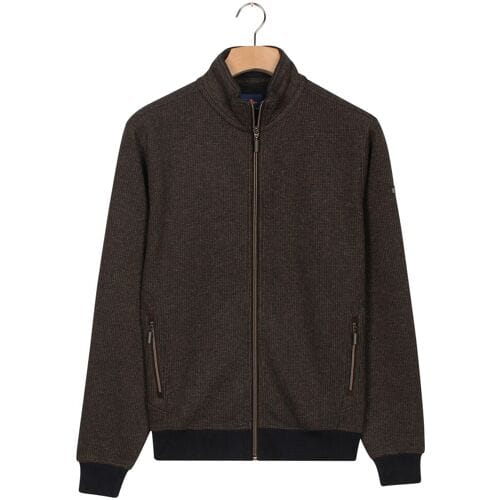 Baileys Vest Sweat Cardigan Zip 2-Tone Jacquard Doubleface Interlock Camel / male