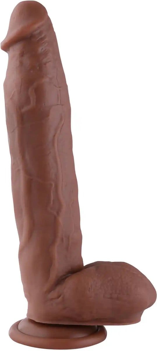 XL Dildo KlicLok® en Zuignap 29 CM Bruin