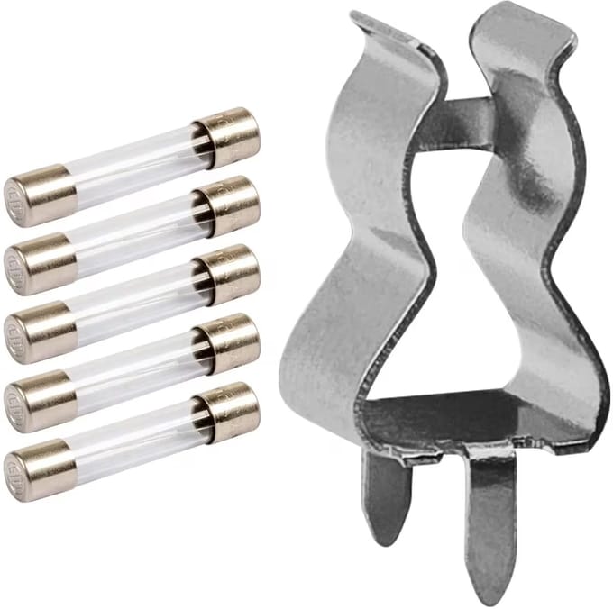 VLTG Zekeringhouder clips 6.3x32mm - 8A - Groot - T(traag) - inclusief 5 Glaszekeringen