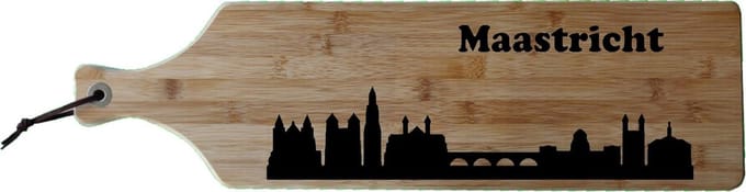 Borrelplank Maastricht  - Hoofdstad Limburg - Bamboe hout - 17x63cm - Serveerplank