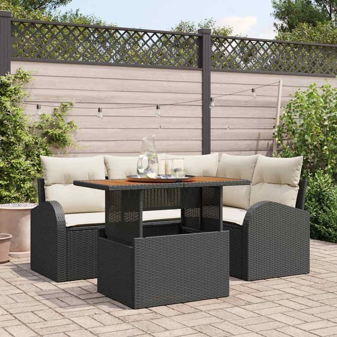vidaXL - Tuinbank - Set - 5 - st - Zwart - en - crème
