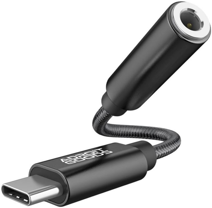 AdroitGoods USB-C naar 3.5mm Aux Hoofdtelefoon Jack Adapter - 32Bit 384Khz - Zwart