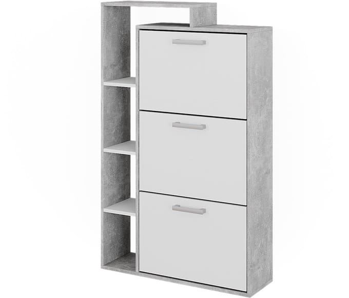 Vicco Orlando Schoenenkantelaar – 80 x 128.3 cm met 3 compartimenten Wit/beton
