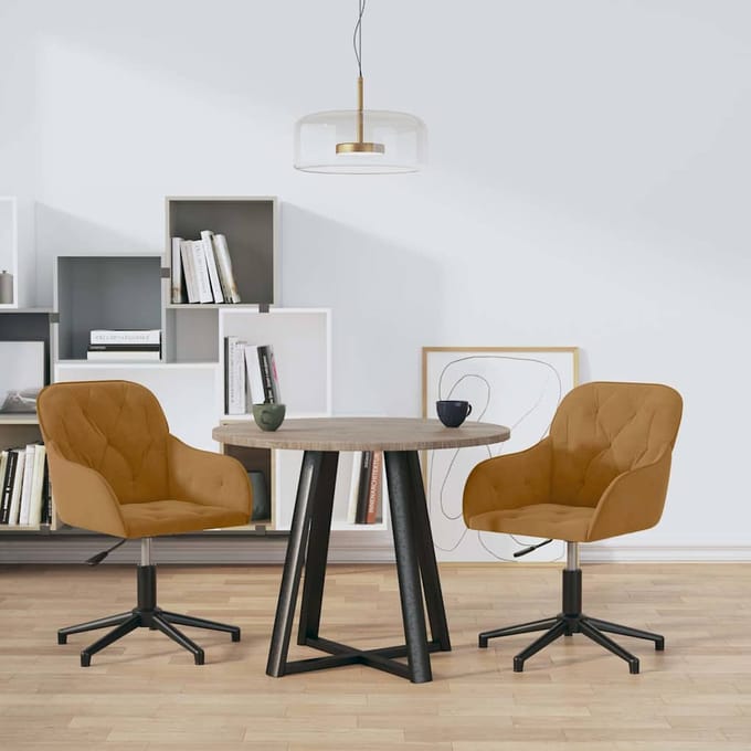 vidaXL - Eetkamerstoelen - draaibaar - 2 - st - fluweel - bruin