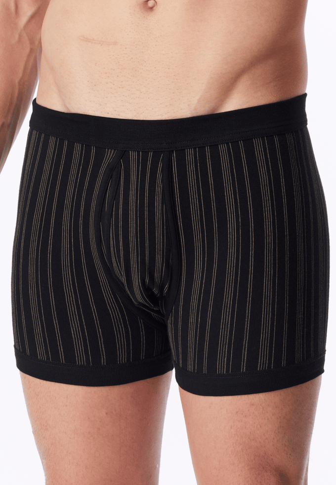 Korte broek met fijne rib, set van 2, met gulp, zwart gestreept - Original Classics 9