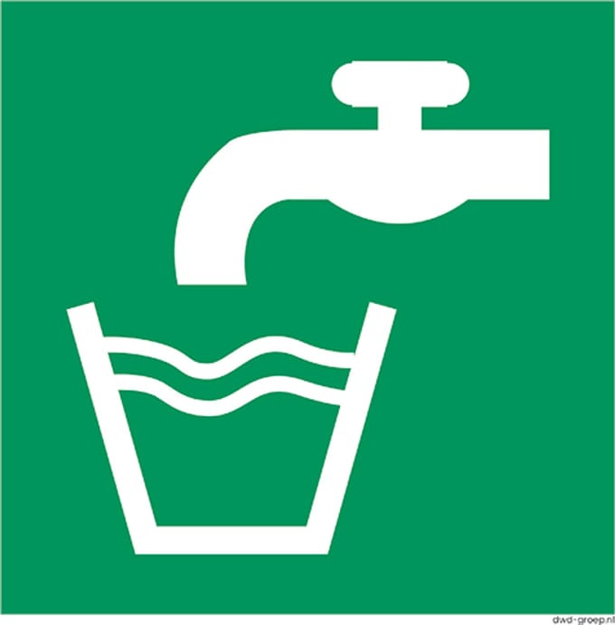 Drinkwater bord 200x200 mm - kunststof - ISO 7010 E015