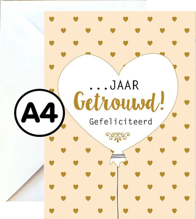 Grote Wenskaart - .... Jaar Getrouwd - A4 XXL - Met Envelop