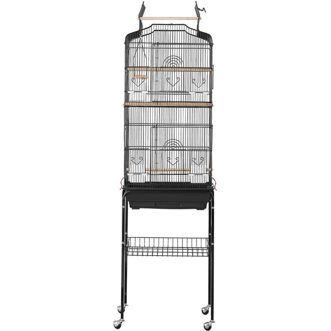 Grote Vogelkooi 62 inch Metalen Kooi op Wielen voor Parkieten Kaketoes Papegaaien