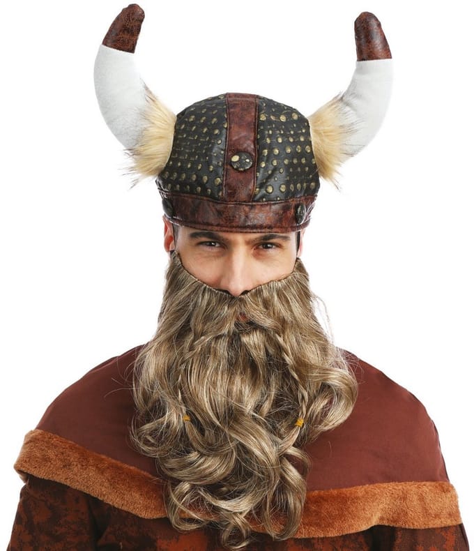 Stoffen Vikinghelm -Volwassene - Leather Look