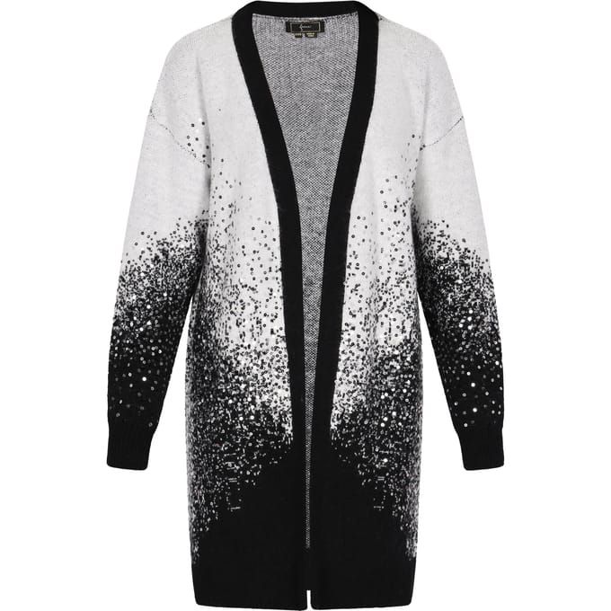Faina Vest Dames wol wit zwart
