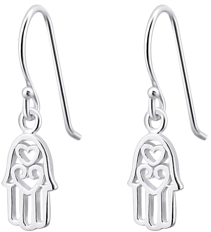 Joy|S - Zilveren Hamsa bedel oorbellen - oorhangers