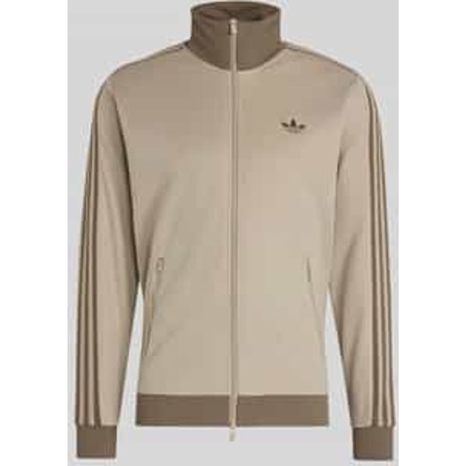 slim fit sweatjack van katoenmix met opstaande kraag