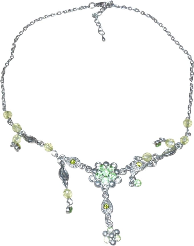 Ketting zilver met hanger groen #1