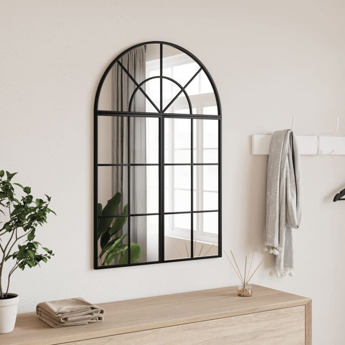 vidaXL - Wandspiegel - boog - 60x90 - cm - ijzer - zwart
