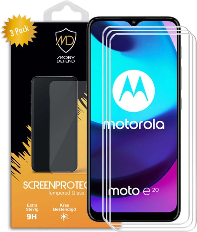 3-Pack MobyDefend Screenprotectors - Geschikt voor Motorola Moto E20 - Case-Friendly Screensaver - Gehard Glas