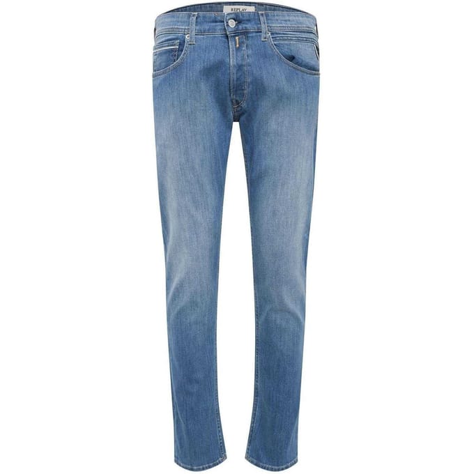 Replay Heren Katoenen Denim Rechte Jeans (Blauw)