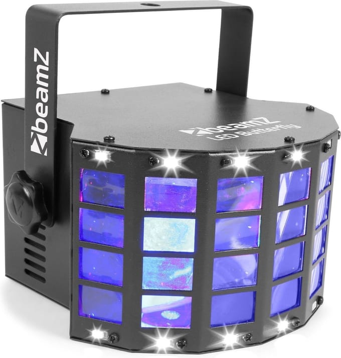Butterfly Discolamp met Ingebouwde Stroboscoop - BeamZ Discolamp - 3 Kleuren - 24 Lenzen