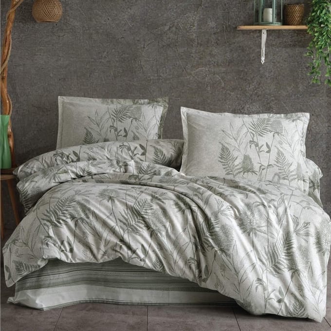 Decoware Dekbedovertrek Tuva 140x220 cm - Katoen - Botanisch Thema - Met Kussensloop - Eenpersoons