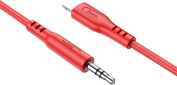 Hoco - Lightning Audio Kabel 3.5mm Aux Audio Jack 1 Meter - Geschikt voor in de Auto - Rood