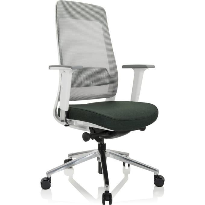 Bureaustoel CHIARO T2 WHITE netstof / stof donkergroen / grijs hjh OFFICE