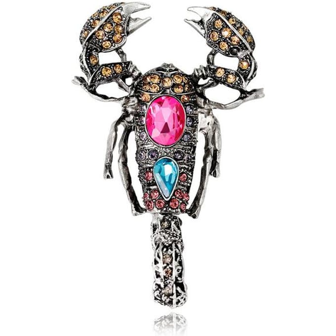 Modieuze Persoonlijkheid Schorpioen Broche Overdreven Retro Legering Ingelegd Strass Dier Broche Broche gray