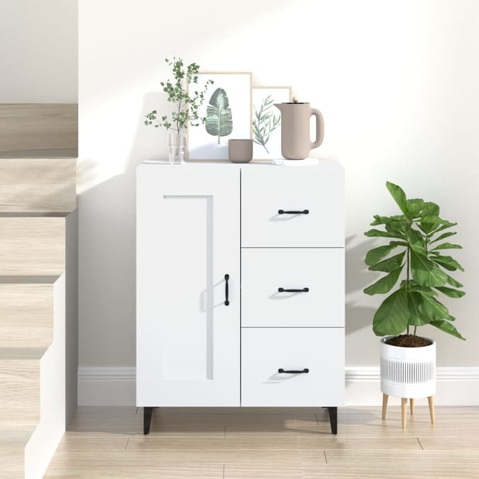 vidaXL - Dressoir - 69,5x34x90 - cm - bewerkt - hout - wit