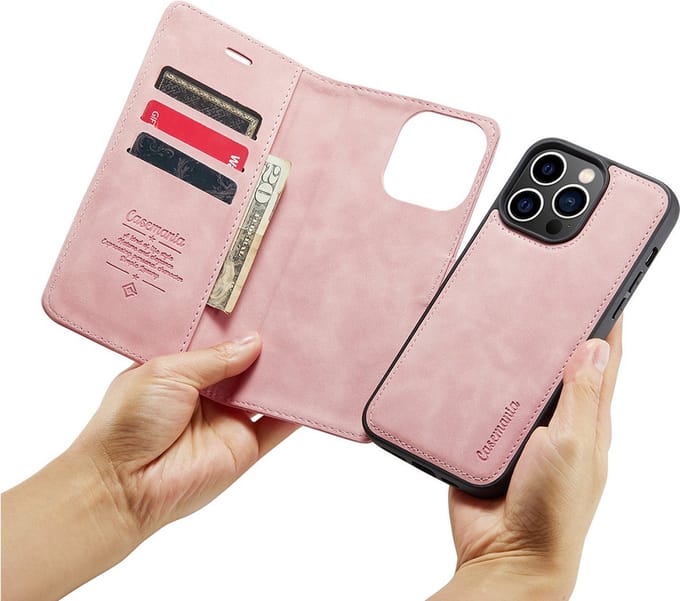 iPhone 15 Pro Max Bookcase hoesje - CaseMe - Effen Roze - Kunstleer