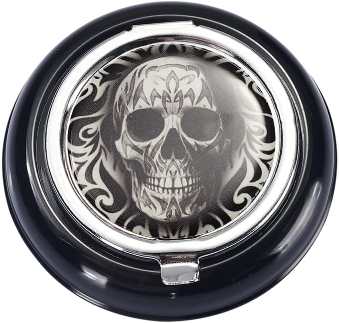 Zak asbak - Draagbaar - Pocket Asbak - Klikslot - Metaal - Skull Design - 6,7 cm