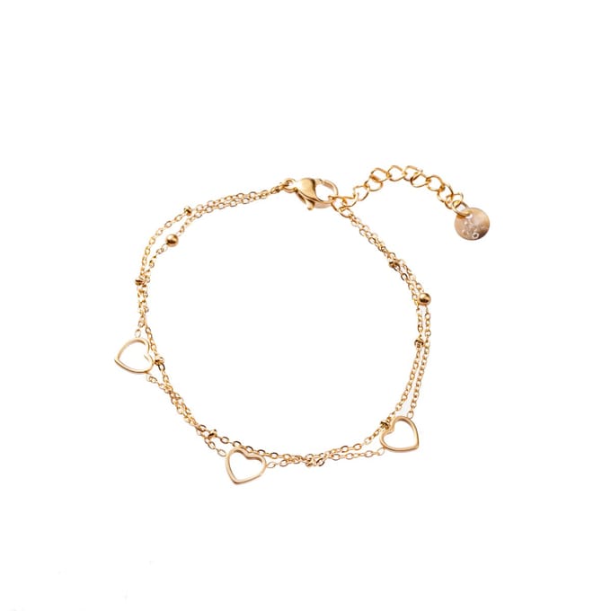 Go Dutch Label Armband (Sieraad) 3 hartjes Goud