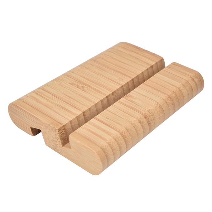 Support de téléphone portable Support de téléphone portable Support de bureau en bambou pour tablette pour chambre beige