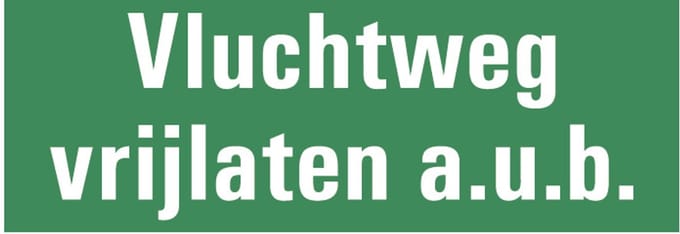 Vluchtweg vrijlaten a.u.b. tekststicker 280 x 105 mm