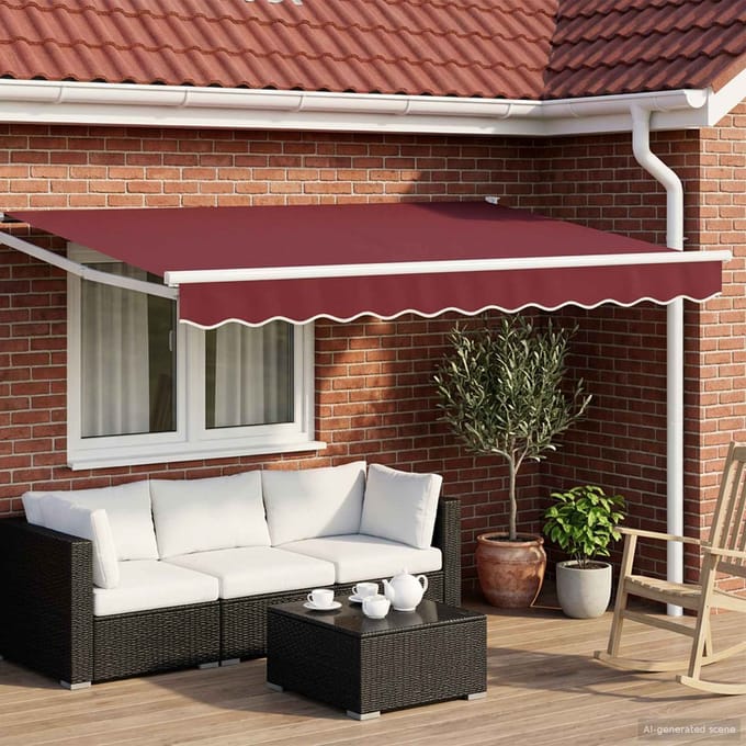 vidaXL - Uitschuifbare - luifel - Bordeauxrood - 3,5 - x - 2 - m