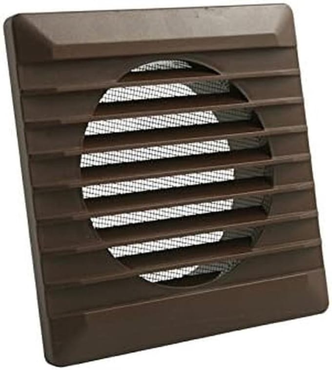 Ventilatie rooster met insectenhor 140 x 140 mm bruin