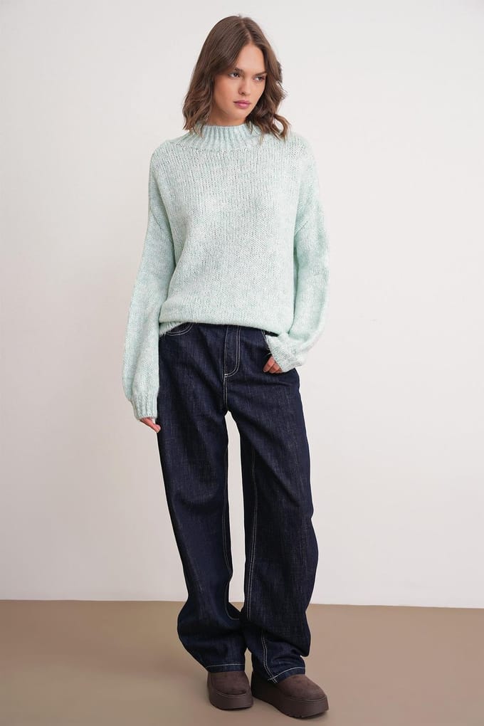 Relaxed Fit Crew Neck Dikke Gebreide Trui