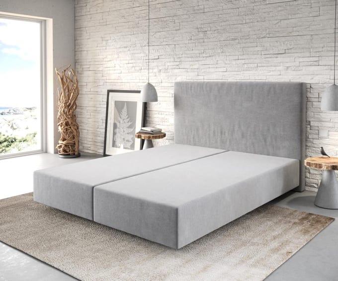 Boxspring frame Dream-Well Grijs 160x200 cm Mikrofaser Beddengoed