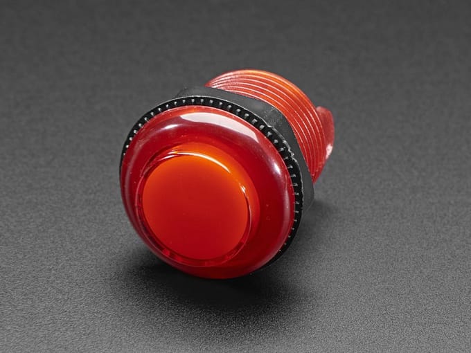 Arcade Button with LED - 30mm Translucent Red Adafruit 3489