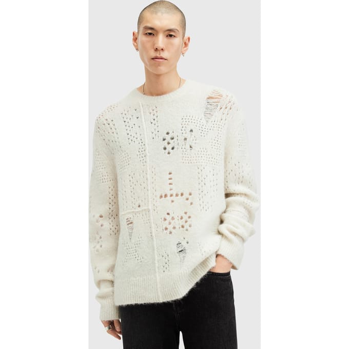 AllSaints Hadwin Crew Ecru White Taglia: XS | Maglioni a maglia Outlet | Uomo | Marrone