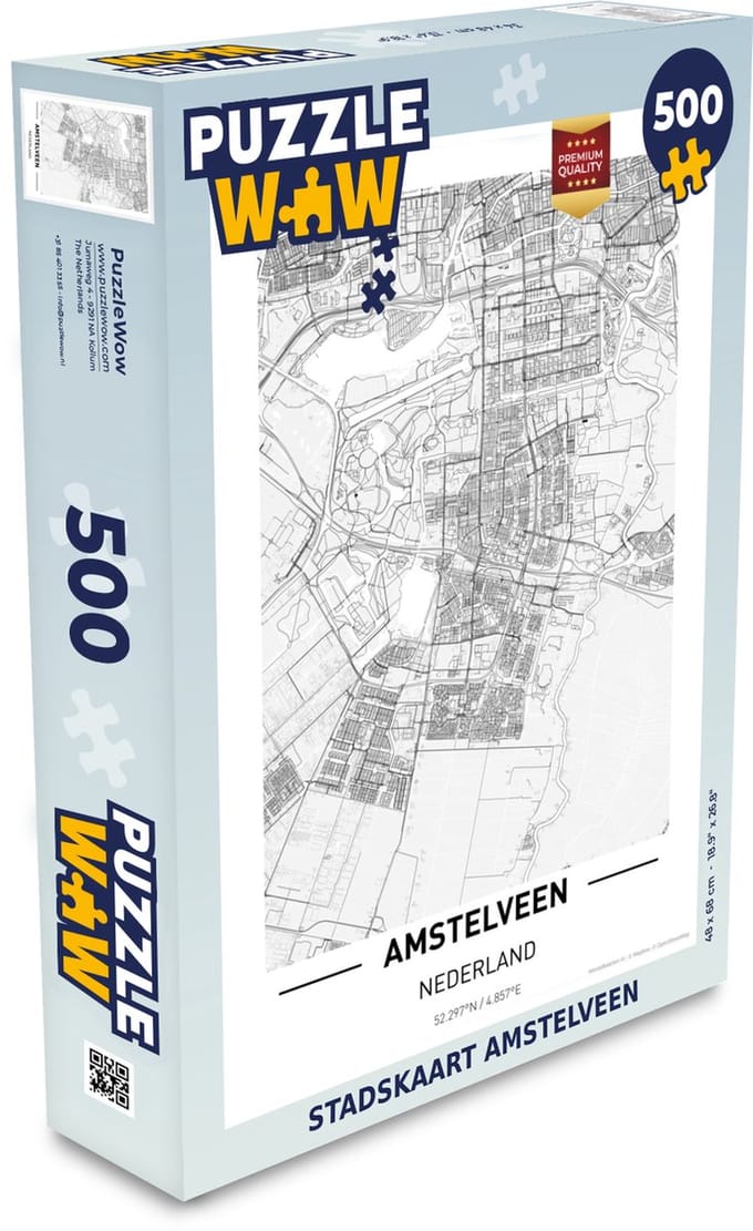Puzzel Stadskaart Amstelveen - Legpuzzel - Puzzel 500 stukjes - Plattegrond
