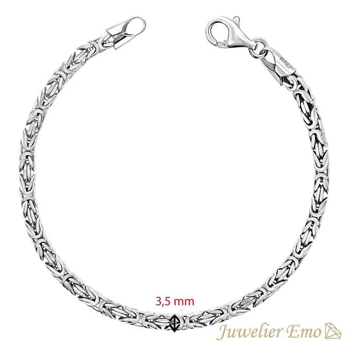 Armband Zilver – Vierkante Koningsarmband Zilver – Dikte 3,5 mm – Lengte 18 CM - MEDIUM