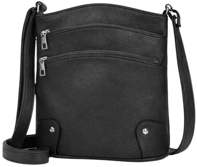 THL Design - Dames Schoudertas - Crossbody - Veel Ritsen - Compact - Zwart