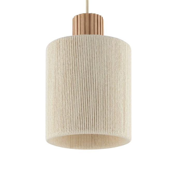 Brilliant Hanglamp Arlo, beige, textiel/hout, Ø 40 cm, 3-lamps
