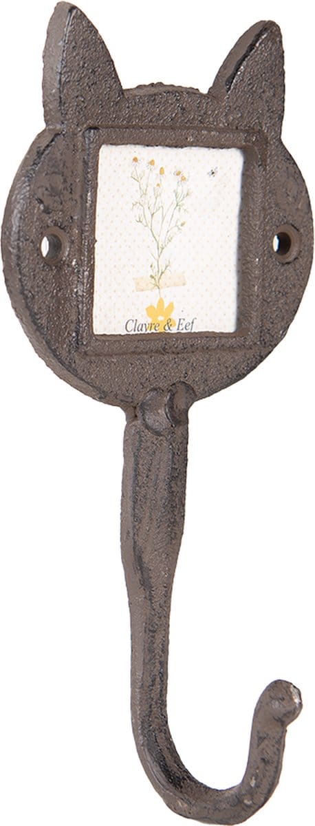 Clayre & Eef Wandhaak Kat 9x5x18 cm Bruin IJzer