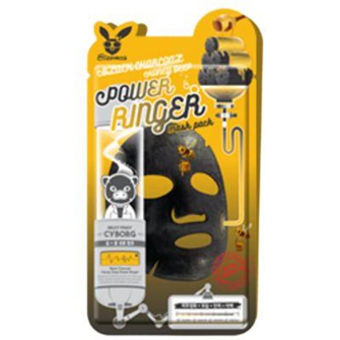 Elizavecca Deep Power Ringer Masker Pak (10 Vellen / 1 Doos) BLACK CHARCOAL DEEP yellow