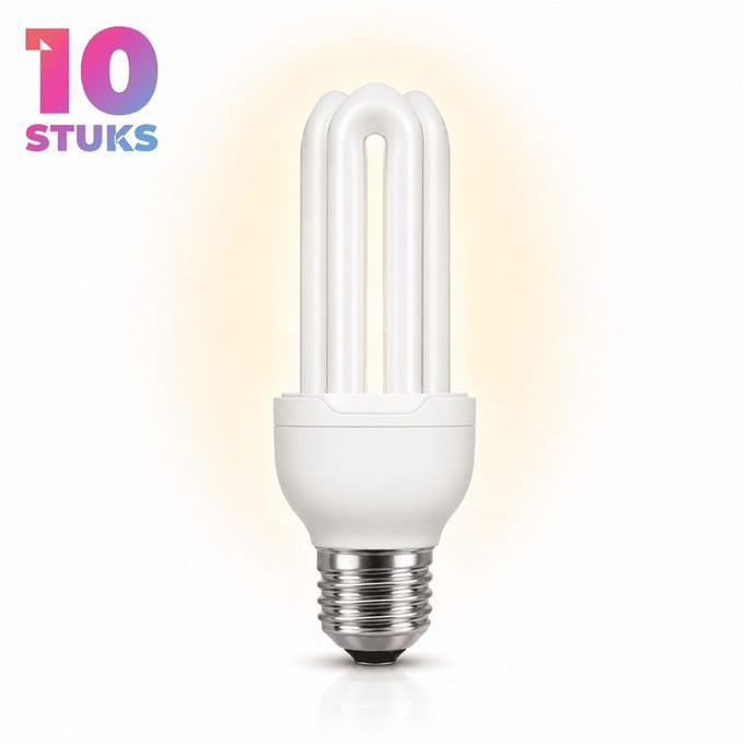 10x Peertje Spaarlamp E27 - 9W - Koel Wit Licht (4000K) - 900 lm - 6 jaar - Niet Dimbaar