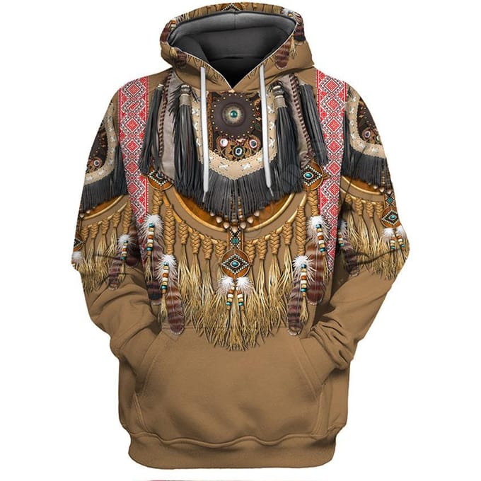 Heren Hoodie Lange Mouw Pullover Top 3D Digitaal Indiaans Bedrukt Sweatshirt 7XL black